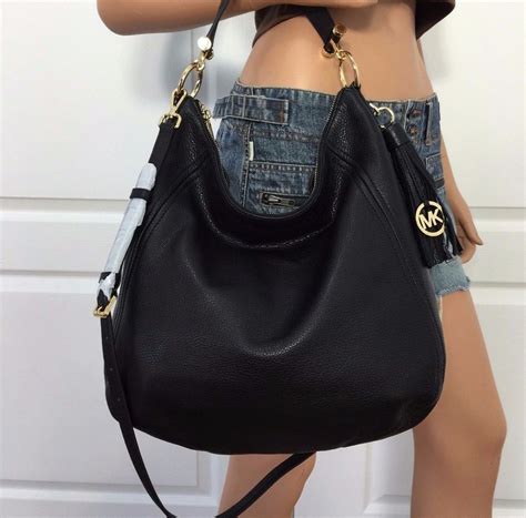 nwt michael kors large black crossbody shoulder leather bag purse|Michael Kors Crossbody purse.